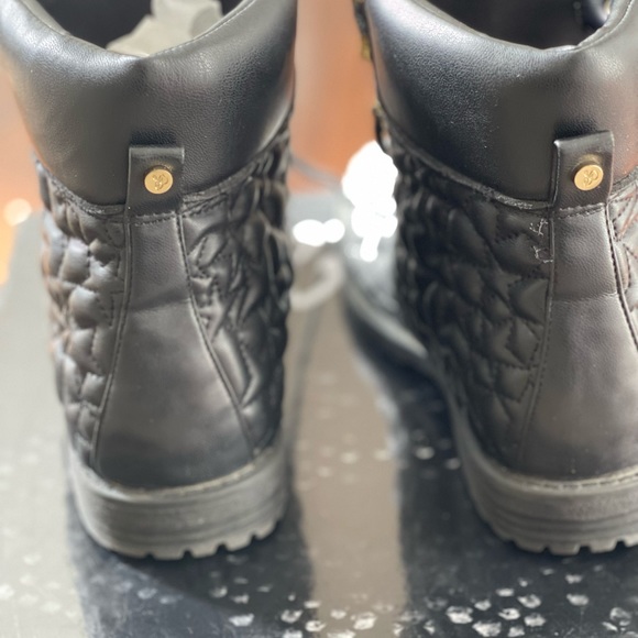 Black and gold accent Sam Edelman perforated combat boots for little princess. - Picture 9 of 11